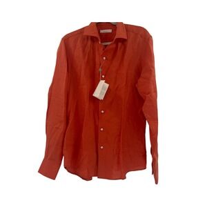 Luca Faloni Coral Portofino Linen Shirt Mens 15.75 40 Slim Fit Made in Italy NEW